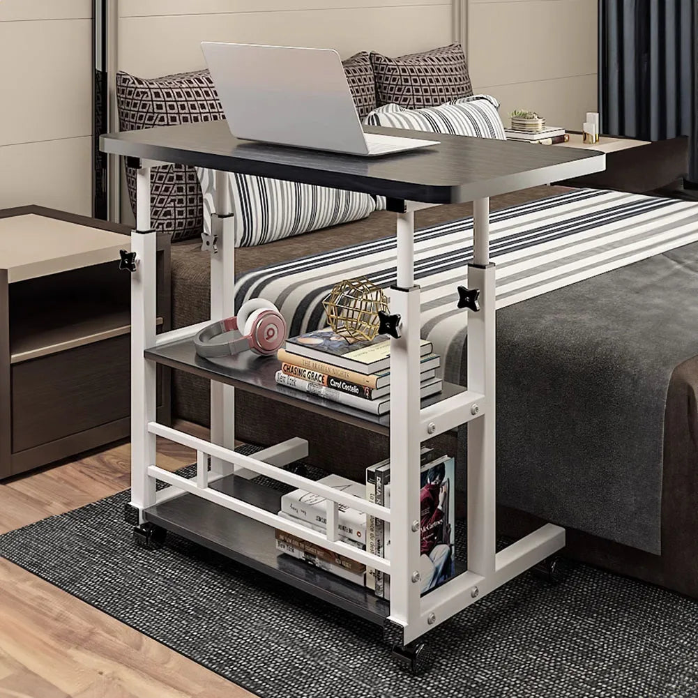 Height Adjustable Mobile Table Overbed Desk with Wheels Multi Color
