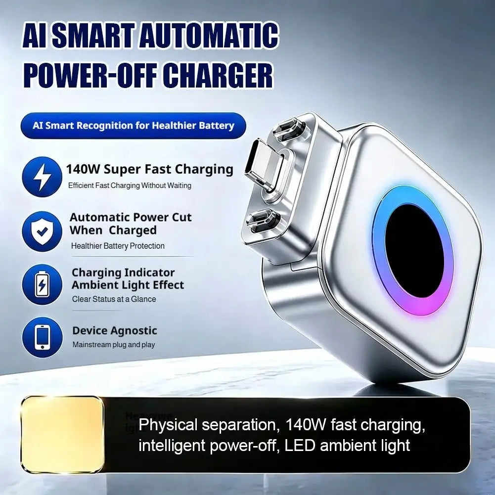 140WAi Type-C Phone Charger Fast Charging Adapter Automatic Power-Off Full Charge Separator for earphone Mobile Phone Charging