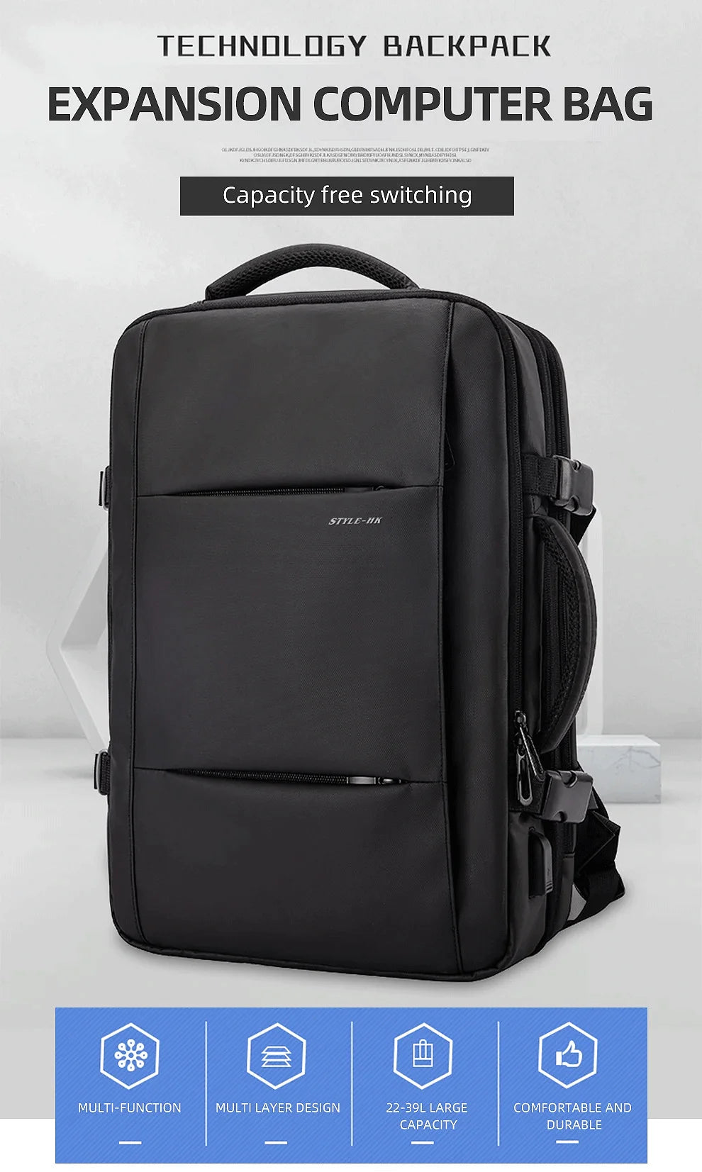 Men Backpack Waterproof Business Laptop Backpack  Travel Bag