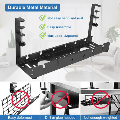 Telescopic Under-Desk Cable Management Tray – Metal Wire Organizer