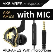QKZ AK6 Ares Sports In-Ear Earphones with Remote Control Microphone Heavy Bass HiFi Wired Earbuds for Listen to music and game