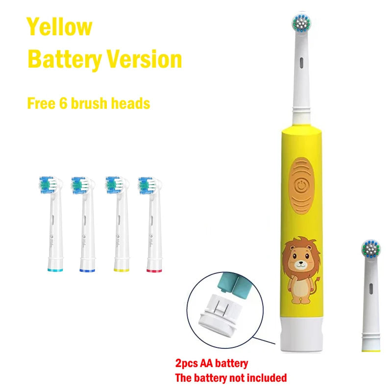 Kids Electric Toothbrush Soft Bristle Colorful Cartoon Rounded Vibrate Heads Teeth Brush Gum Care Battery Power 3-15 Years Old