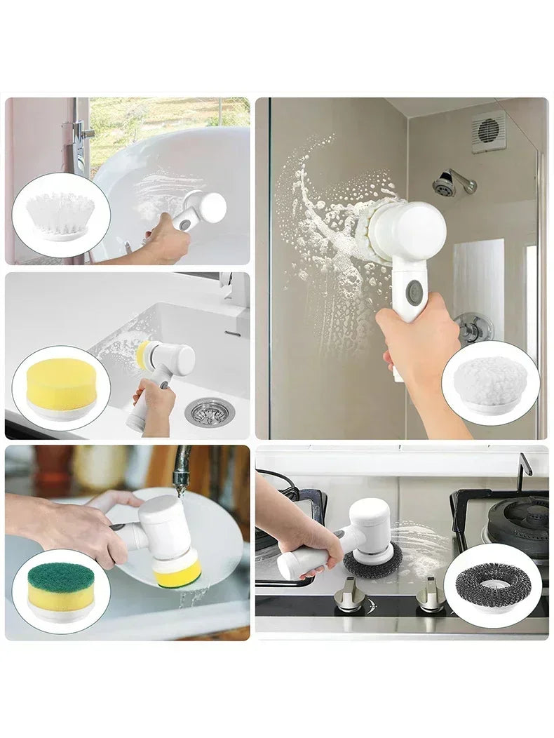 Spin Scrubber Electric Rechargeable with 5-in-1 Brush Heads