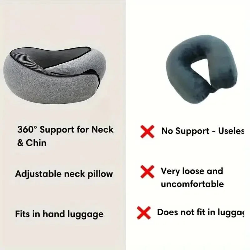 Memory Foam Neck Pillow – U-Shaped Ergonomic Travel Pillow with Adjustable Support for Airplane, Car