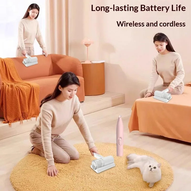 UV-C Sterilizing Cordless Handheld Vacuum, HEPA Filtration & Warm Air Dryer, Efficient Dust Mite Cleaner for Bedding, Sofa