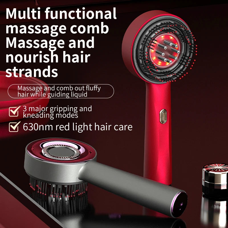Electric Vibration Scalp Massager & Advanced Red Light Hair Growth Brush