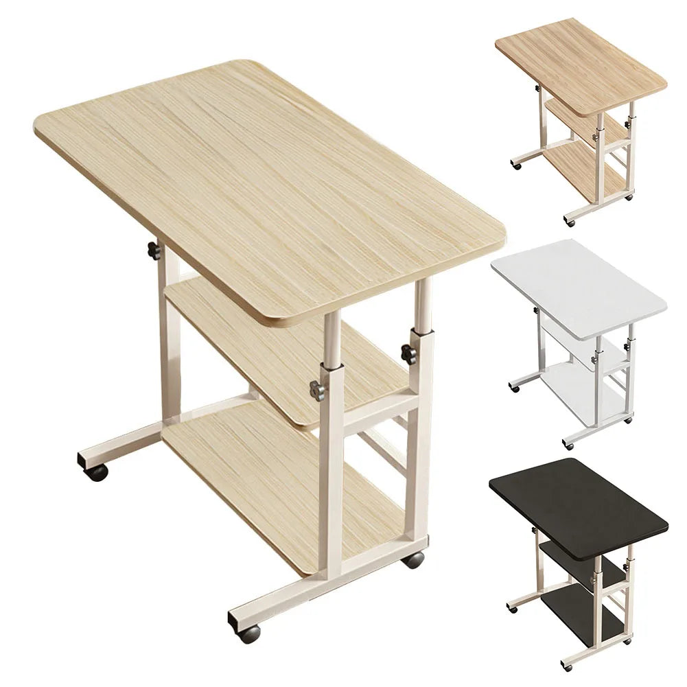 Height Adjustable Mobile Table Overbed Desk with Wheels Multi Color