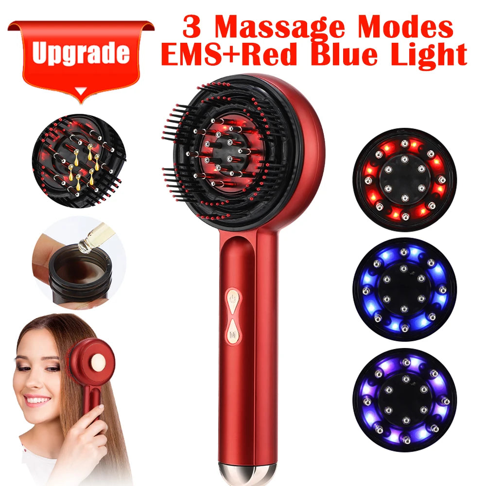 Electric Vibration Scalp Massager & Advanced Red Light Hair Growth Brush