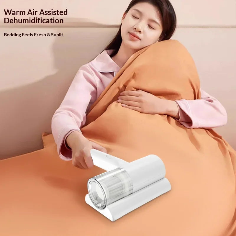 UV-C Sterilizing Cordless Handheld Vacuum, HEPA Filtration & Warm Air Dryer, Efficient Dust Mite Cleaner for Bedding, Sofa