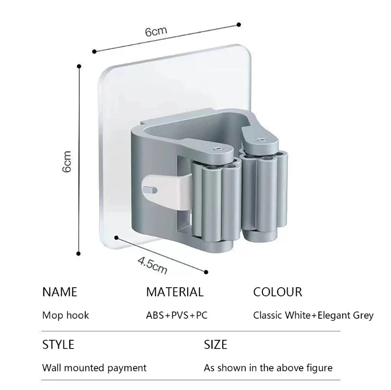 Multi-Purpose Strong Adhesive Wall Hooks – Mop & Broom Hanger