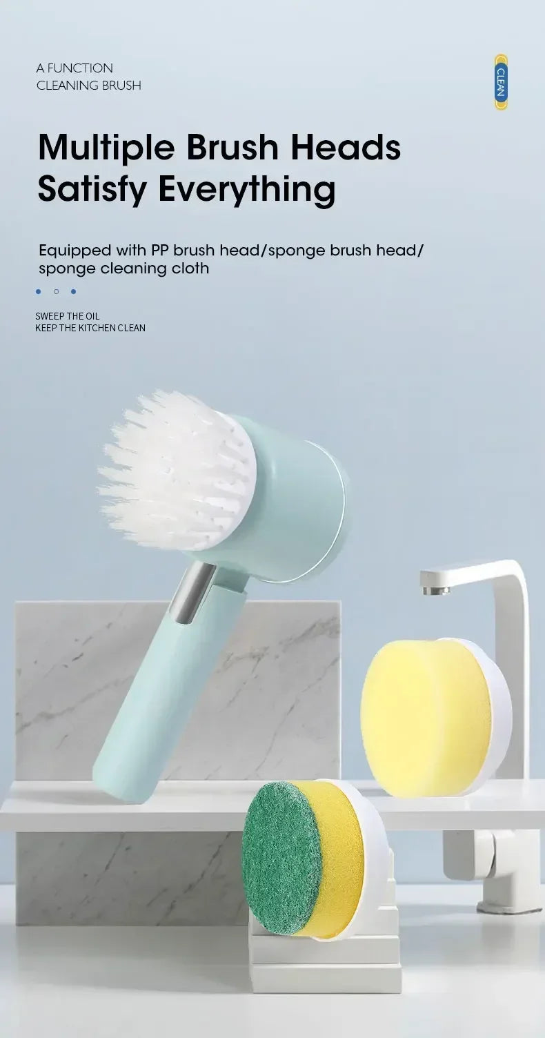 Spin Scrubber Electric Rechargeable with 5-in-1 Brush Heads