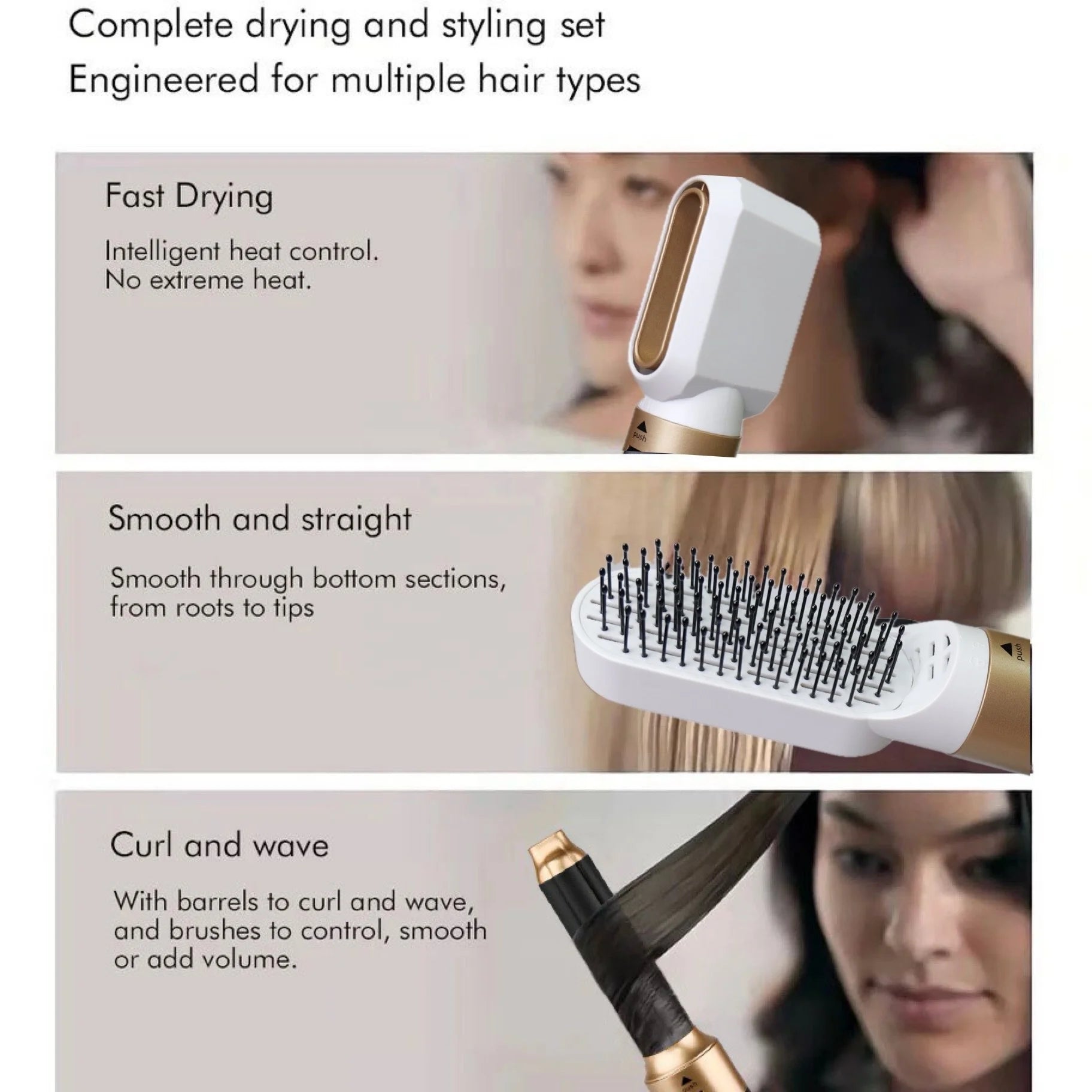 Professional 1000W Salon Hair Dryer Styler 65000RPM Brush Multifunction 5-in-1 Blow Dryer Straightener for Hotels Outdoor Use