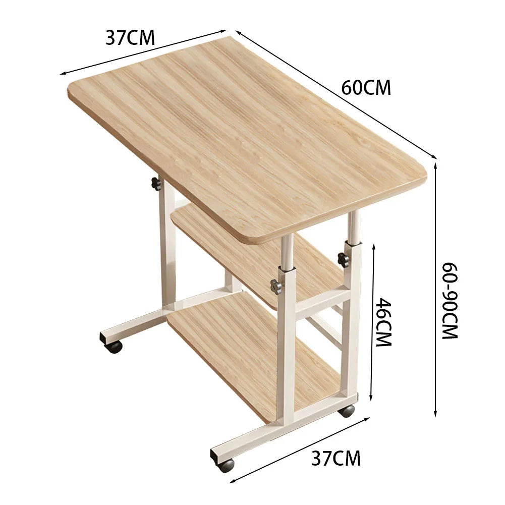 Height Adjustable Mobile Table Overbed Desk with Wheels Multi Color