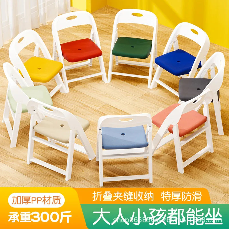 Folding Back Chair Small Bench Household Children's Non-slip Stool Thickened Living Room Shoe Changing Stool Kindergarten Chair