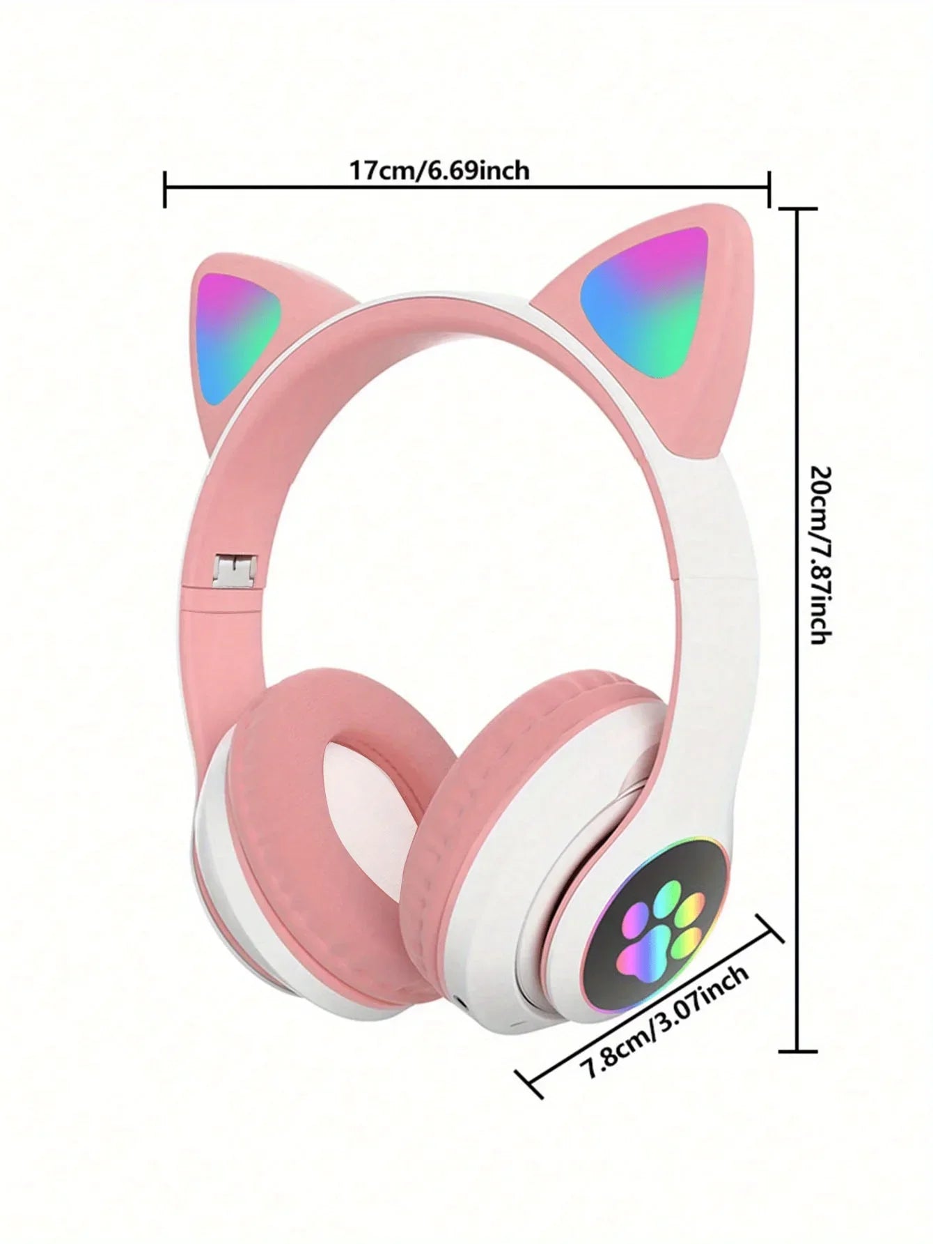 Flash Light Cute Cat Ears Wireless Headphone with Mic Control LED Kid Girl Stereo Music Helmet Phone Bluetooth Headset Gift