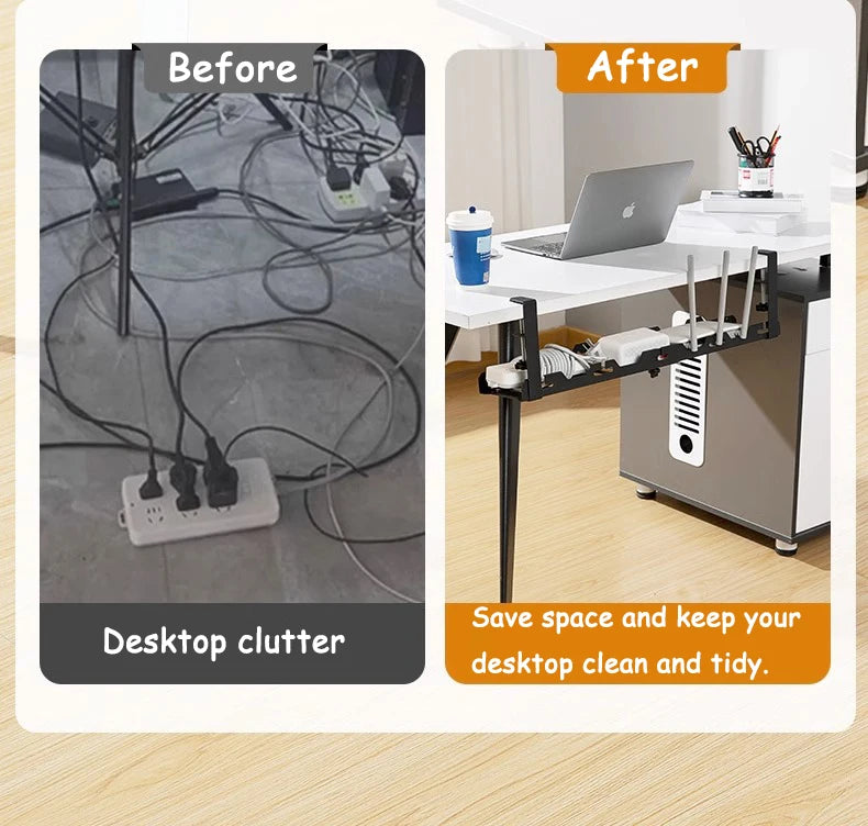 Telescopic Under-Desk Cable Management Tray – Metal Wire Organizer