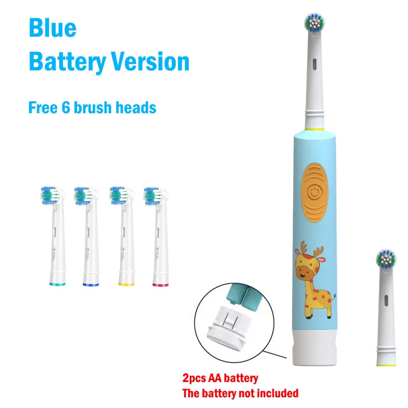 Kids Electric Toothbrush Soft Bristle Colorful Cartoon Rounded Vibrate Heads Teeth Brush Gum Care Battery Power 3-15 Years Old