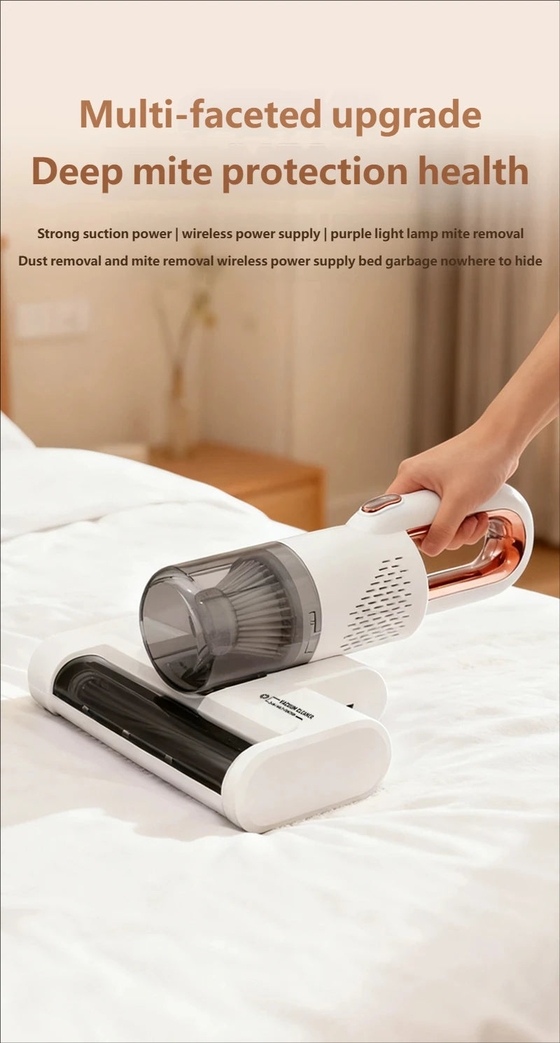 Portable Wireless Handheld Household Vacuum Cleaner Powerful UV HEPA Filter Mite Remover