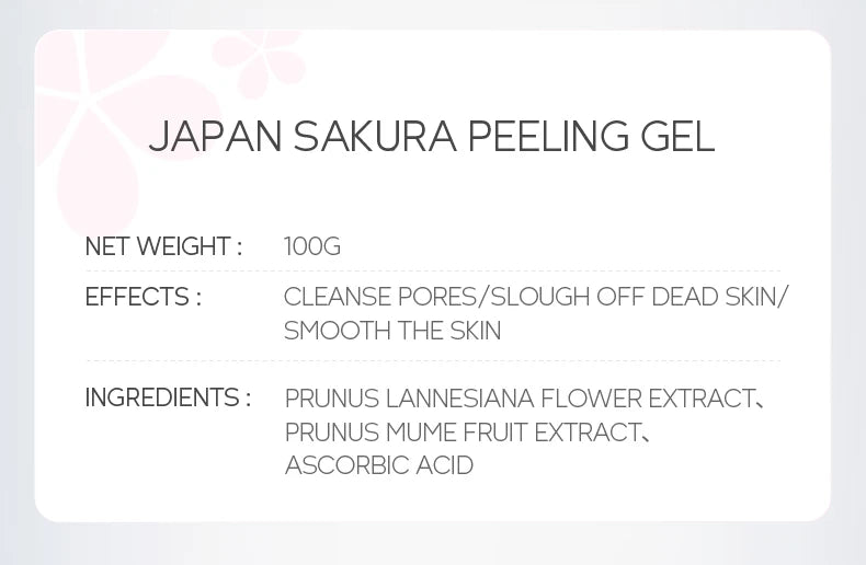 LAIKOU Japan Sakura Peeling Gel Gentle Exfoliating Dead Skin Remover Brightening Face Scrub