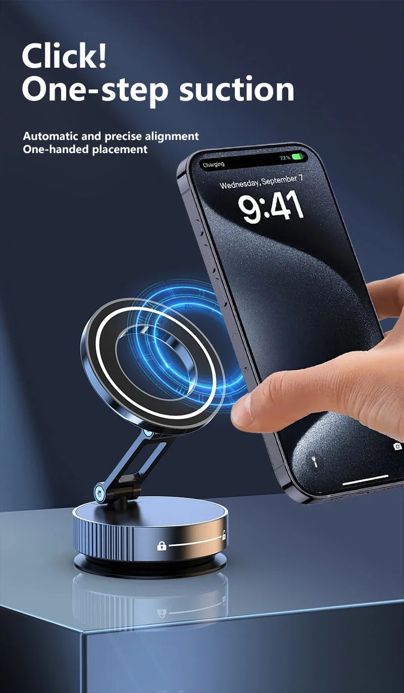 Phone Holder 360°Rotation Magnetic Car Mechanical Stand Vacuum Suction Cup Adsorption Bracket Navigation Universal Holder