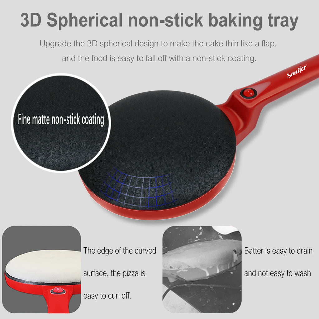 Electric Crepe Maker Pizza Pancake Machine Non-Stick Griddle Baking Pan Cake Machine kitchen Appliance Cooking Tools Sonifer