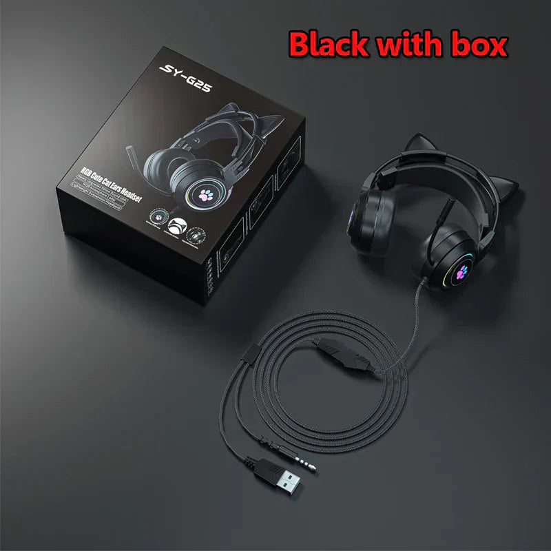 Cute Cat Ear Gaming Headphones