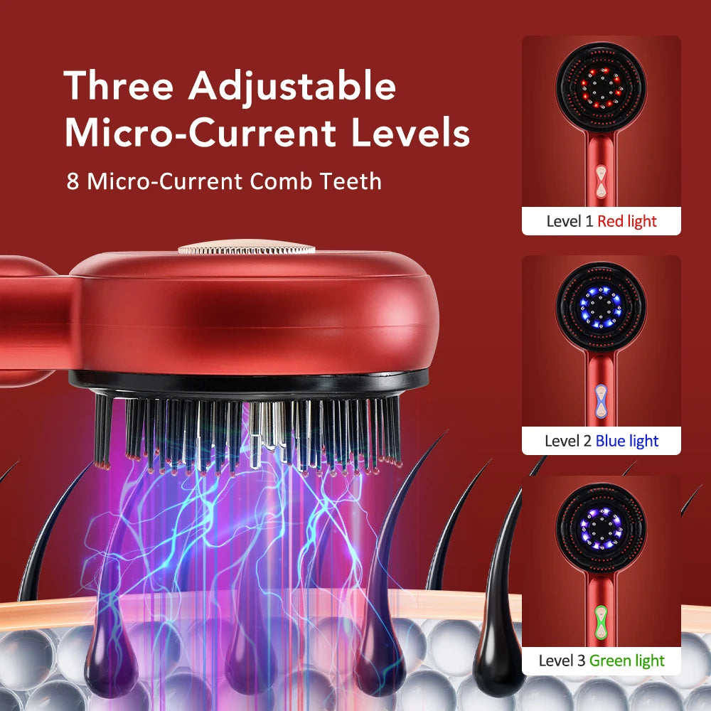 Electric Vibration Scalp Massager & Advanced Red Light Hair Growth Brush