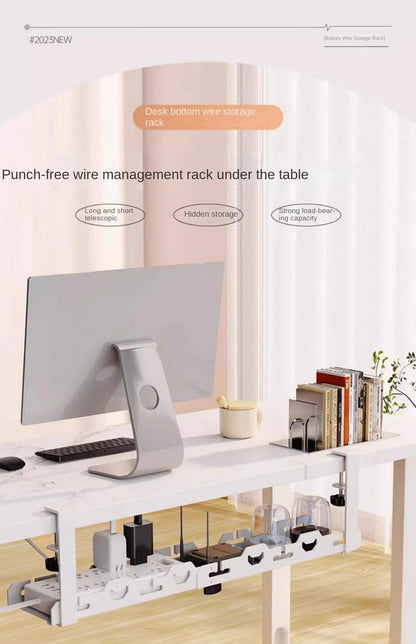 Telescopic Under-Desk Cable Management Tray – Metal Wire Organizer