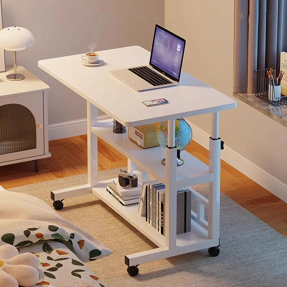 Height Adjustable Mobile Table Overbed Desk with Wheels Multi Color