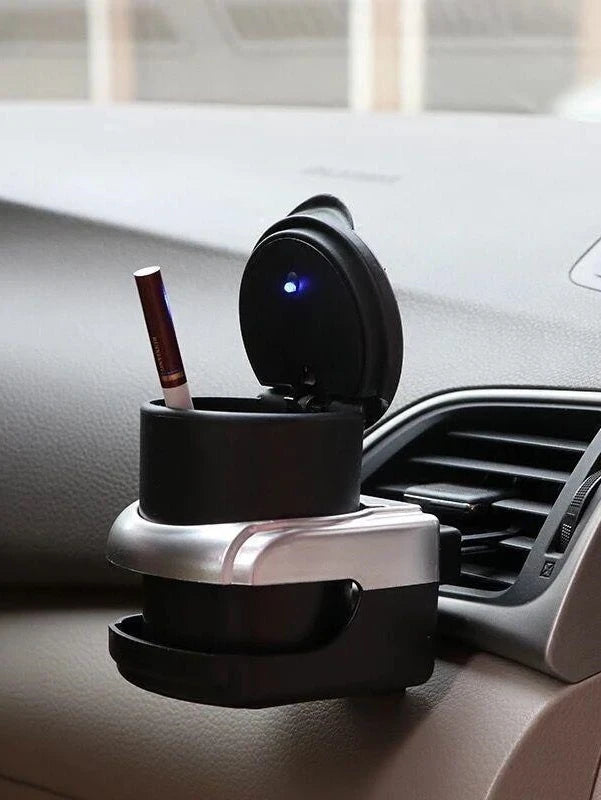 Car Ashtray LED Portable One Touch Open Automatic Indicator Blue Light Flame Retardant Smoke Cigar Ash Tray Car Accessories