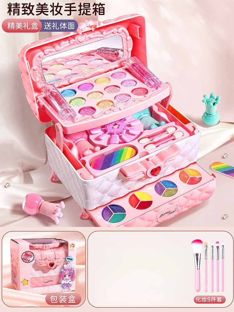 Kids Washable Makeup Girl Toys - Kids Makeup Kit for Girl, Real Make Up Set, Little Girls Makeup Kit for Toddler Kid Children Pr