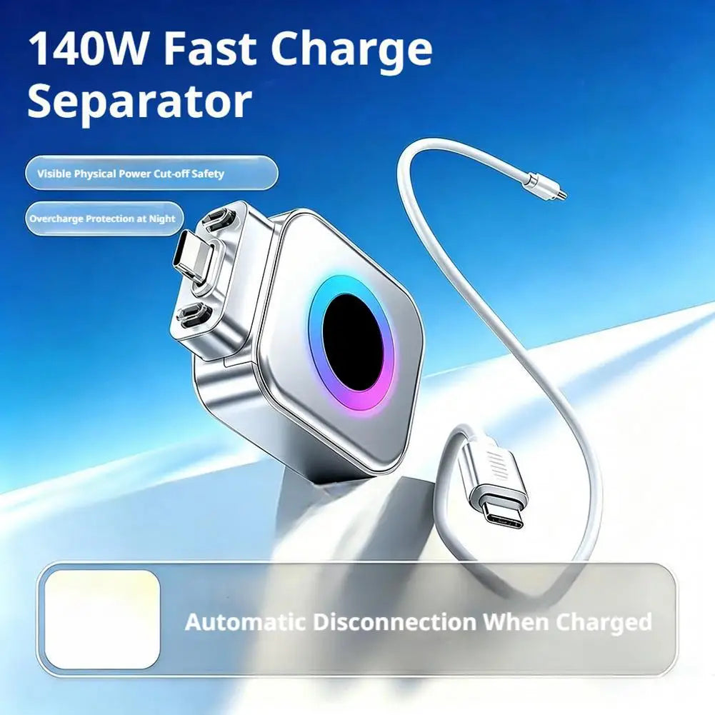 140WAi Type-C Phone Charger Fast Charging Adapter Automatic Power-Off Full Charge Separator for earphone Mobile Phone Charging