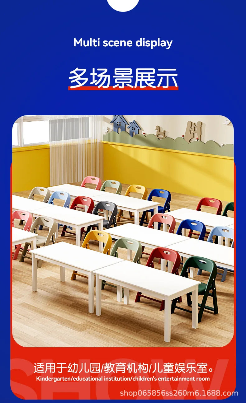 Folding Back Chair Small Bench Household Children's Non-slip Stool Thickened Living Room Shoe Changing Stool Kindergarten Chair