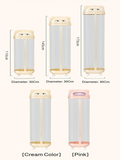 Large Transparent Toy Storage Bucket with Wheels – Kids’ Plush Organizer