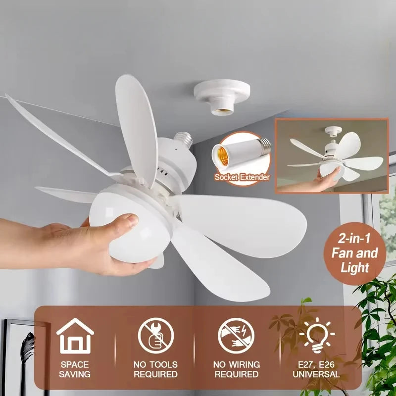 30W White Multifunctional Flower Shaped Ceiling Fan Light with Remote Dimming Function Suitable for Living Room Study ＆ Home Use
