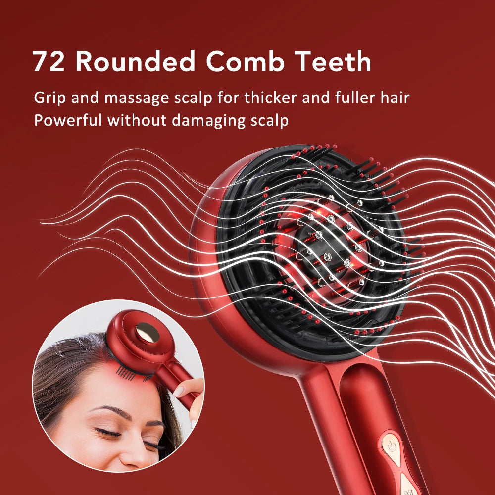 Electric Vibration Scalp Massager & Advanced Red Light Hair Growth Brush