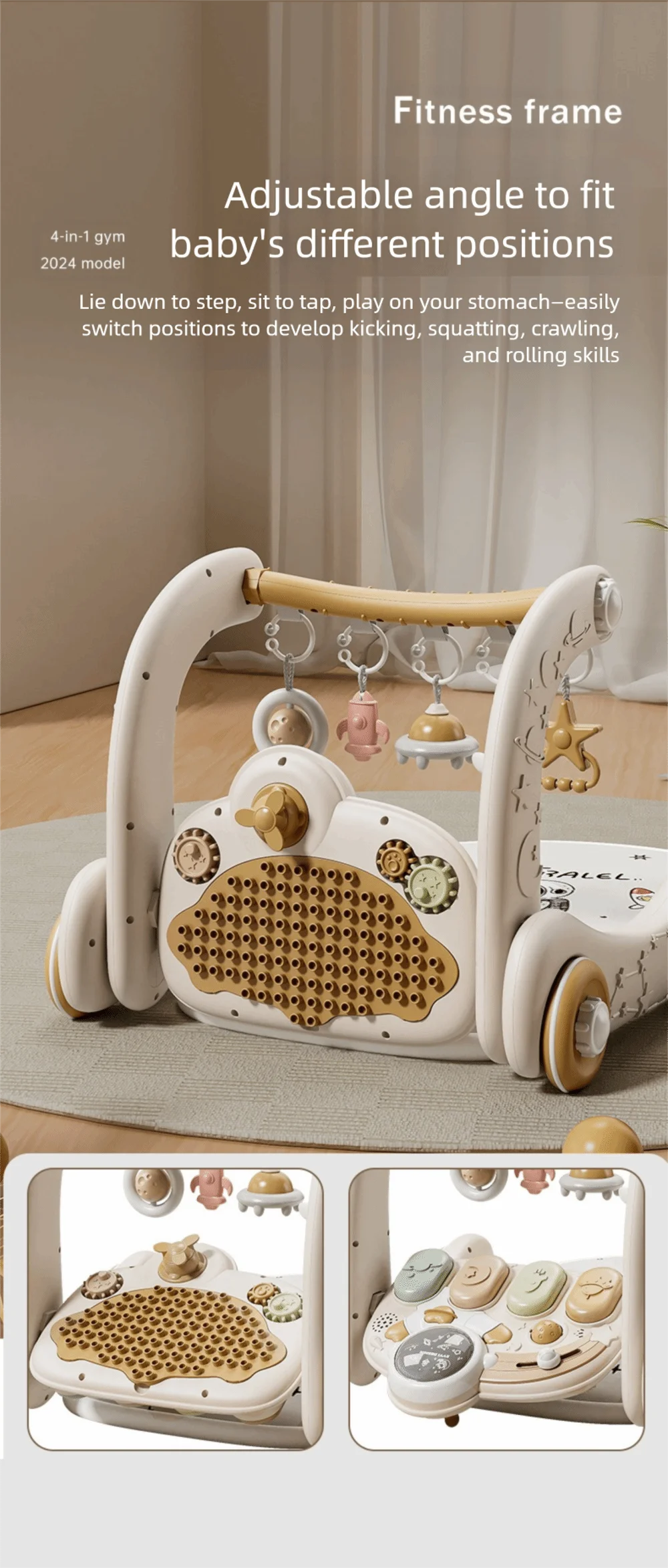 Multi-Functional Baby Piano Fitness Frame Activity Pedal Game Pad Pedal Piano Fitness Rack Educational Walker Music Play Gym