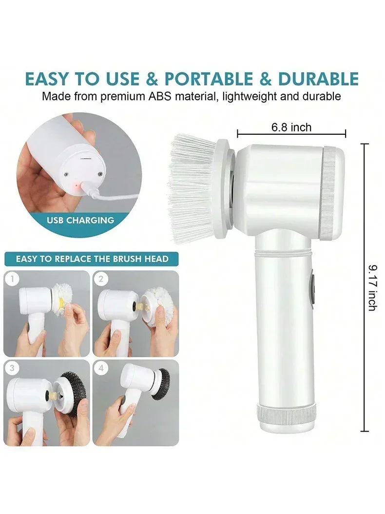 Spin Scrubber Electric Rechargeable with 5-in-1 Brush Heads