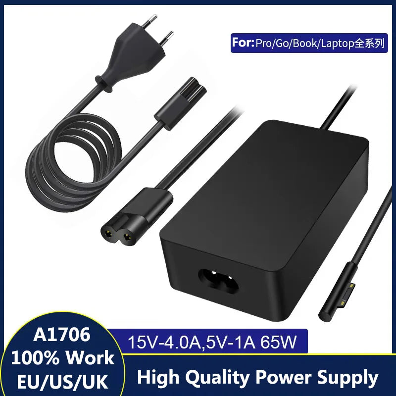 Laptop Charger 65W Adapter Compatible for Microsoft Surface Pro 9/8/X/7/6/5/4/3, Surface Laptop 5/Studio/4/Go/3/2/1,Surface Book