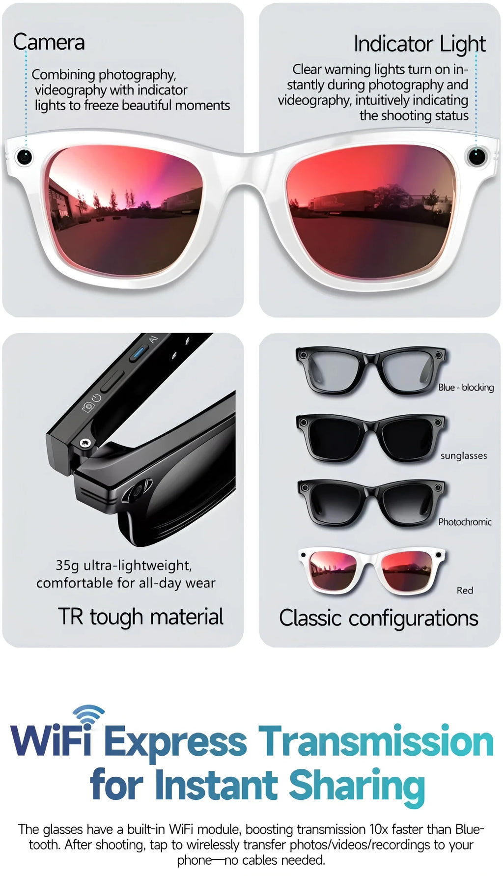 G3 Smart AR Glasses  Diffractive Waveguide, Dual Display, AI Translator, Bluetooth 5.3, 2500 Nits, 38g