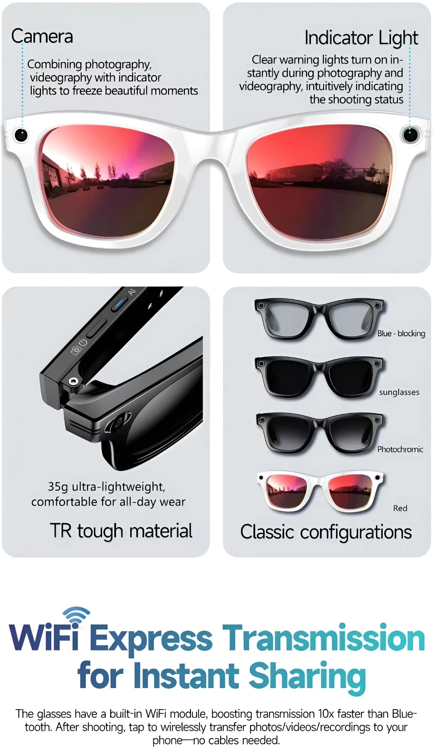 G3 Smart AR Glasses  Diffractive Waveguide, Dual Display, AI Translator, Bluetooth 5.3, 2500 Nits, 38g