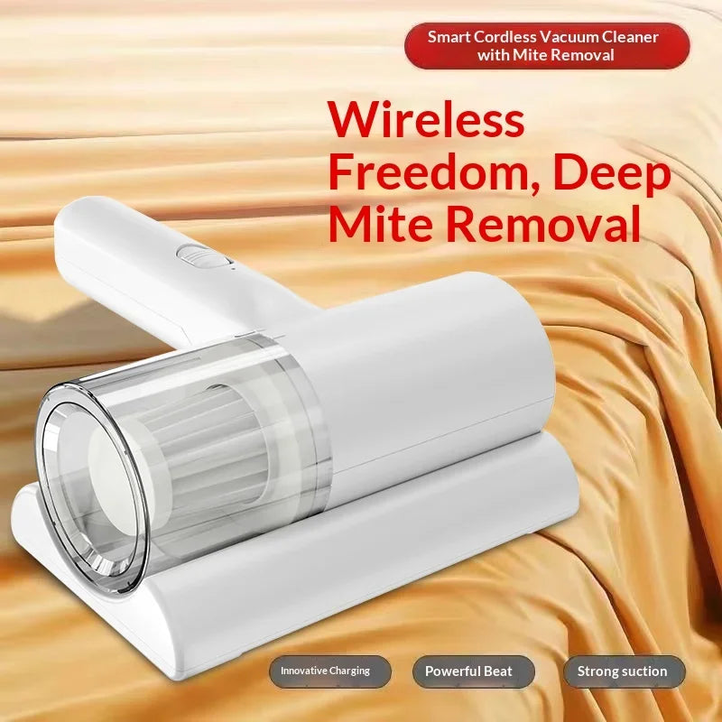 UV-C Sterilizing Cordless Handheld Vacuum, HEPA Filtration & Warm Air Dryer, Efficient Dust Mite Cleaner for Bedding, Sofa