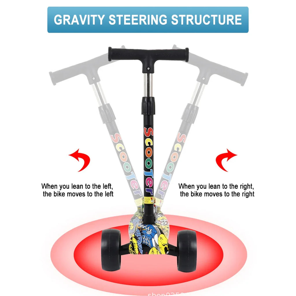 Kids Scooter 3 Wheels Folding Foot Scooters LED Shine Balance Bike Adjustable Height Skateboard Kick Scooter for Kids Sport Toy
