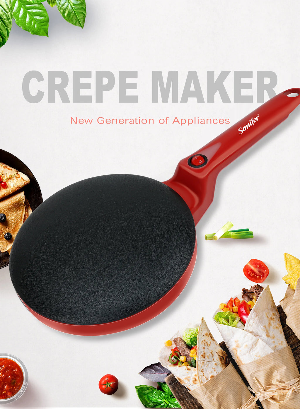 Electric Crepe Maker Pizza Pancake Machine Non-Stick Griddle Baking Pan Cake Machine kitchen Appliance Cooking Tools Sonifer