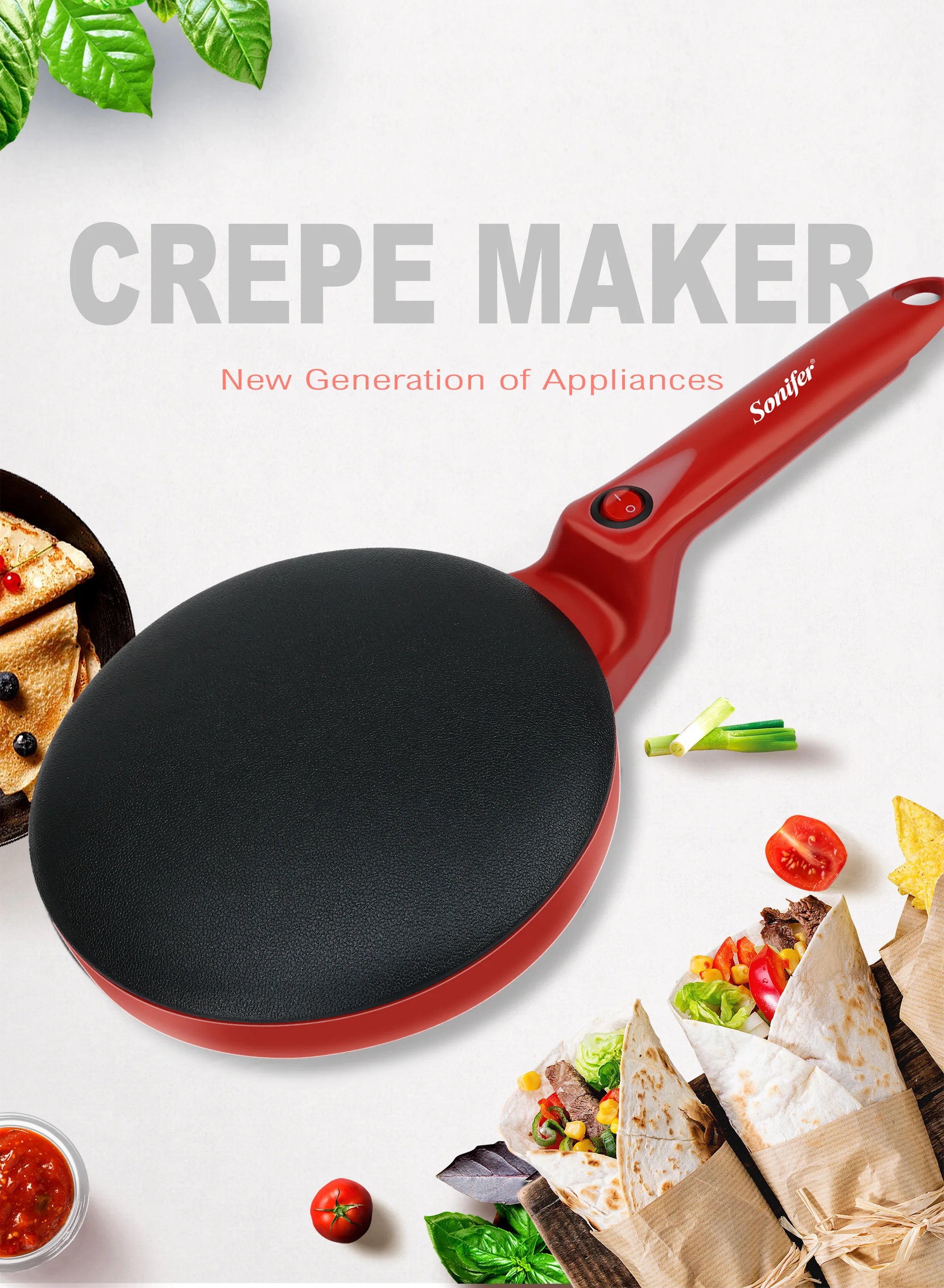 Electric Crepe Maker Pizza Pancake Machine Non-Stick Griddle Baking Pan Cake Machine kitchen Appliance Cooking Tools Sonifer