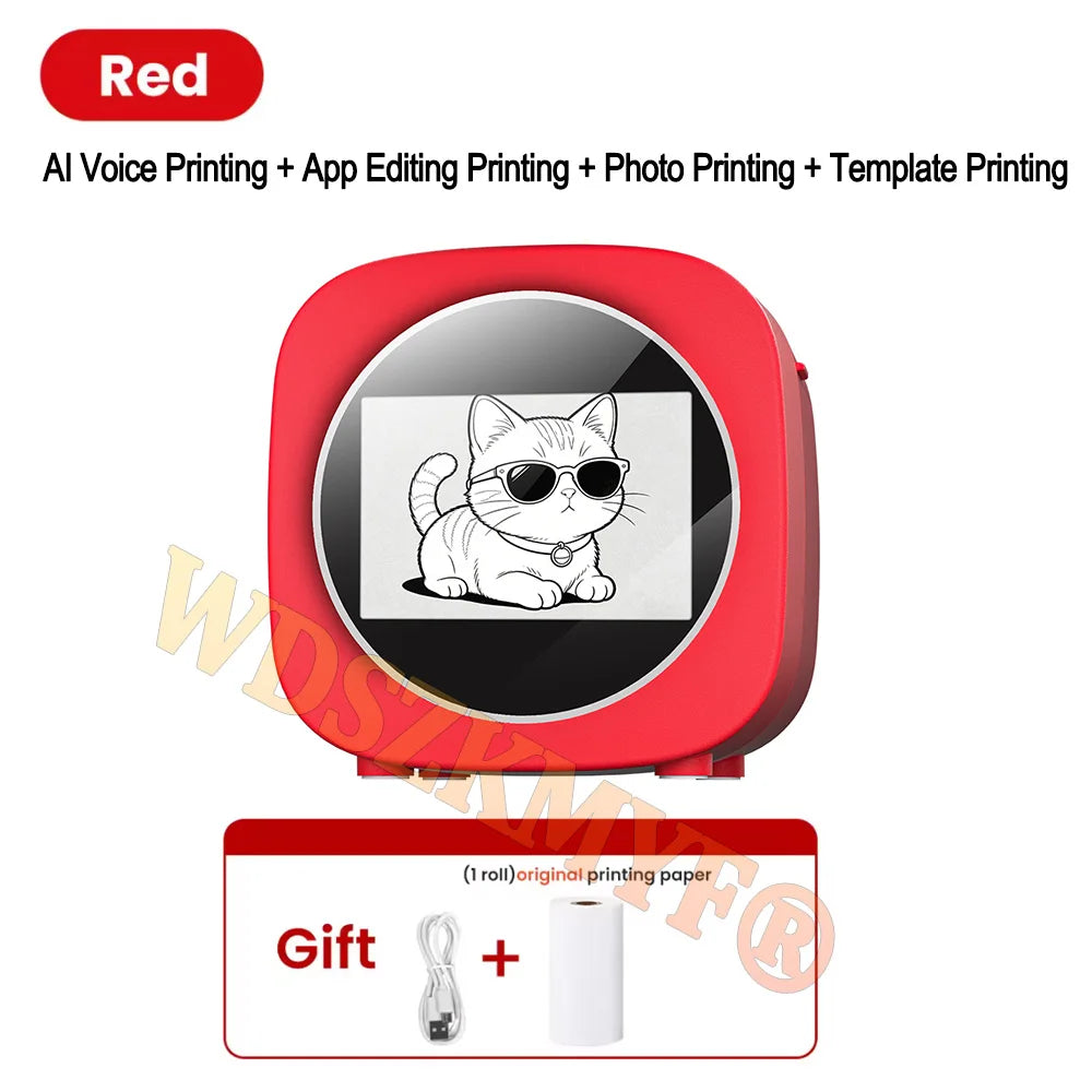 New AI Sticker Box AI Voice Activated Sticker Maker for Kids Instant Inkless Thermal Printer with Push-to-Talk Image Generation