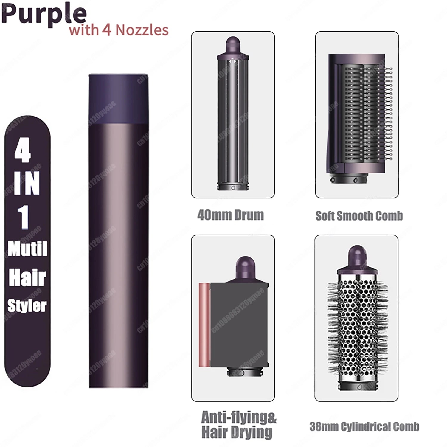 Hot Air Brush Auto-Curling 6 in1 Professional Multi Hair Styler Wrap Iron Straightener Hair Brush Curly Hair Dryer With Nozzles