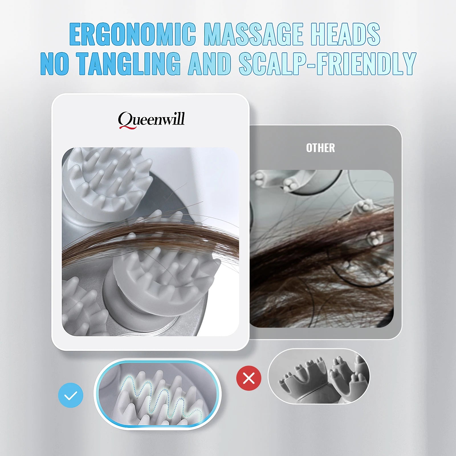 Electric Smart Head Massager Body Massage Neck Deep Tissue Kneading TYPE-C Wireless Waterproof Mini Scalp Massager  Stress Relax