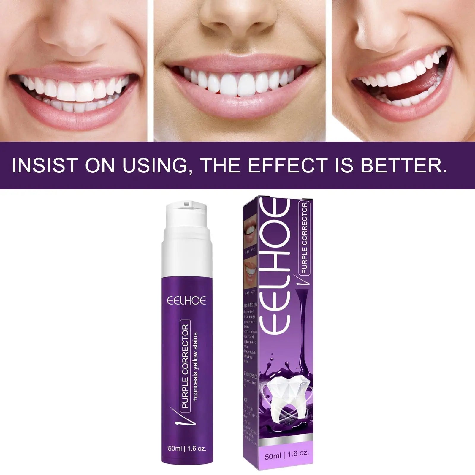 Purple Whitening Toothpaste Brightness Reduce Yellowing Teeth Whitening Colour Corrector Correct Yellow 50ml for Sensitive Teeth