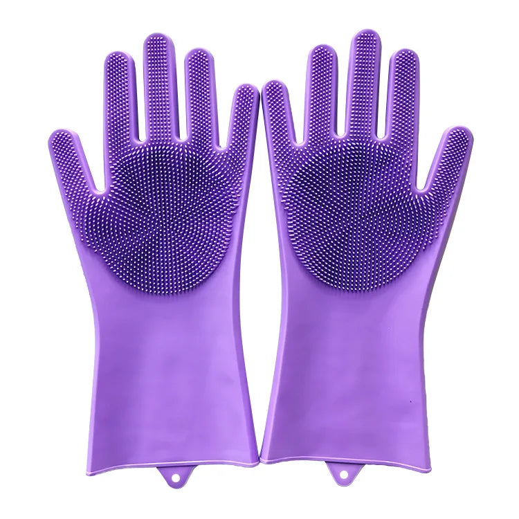 1Pair Dishwashing Cleaning Gloves Magic Silicone Scrub Rubber Dish Washing Glove Reusable Sponge Gloves Kitchen Cleaning Tools
